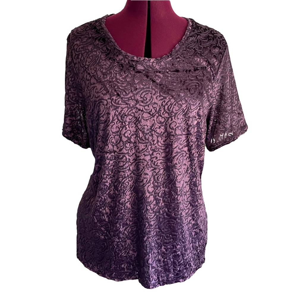 Purple Burnout Velvet Flocked Blouse